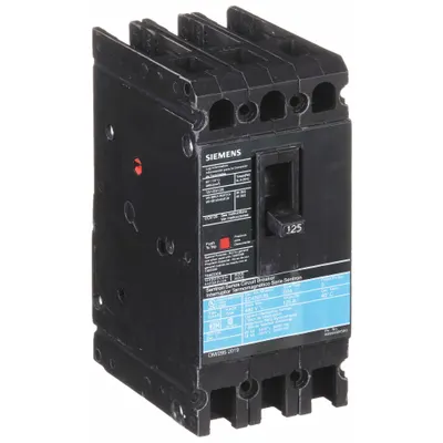 Siemens Molded Case Circuit Breaker: 125 A Amps, 18kA at 480V AC, Fixed, Load Side Lug - ED-Frame Siemens Molded Case Circuit Breakers