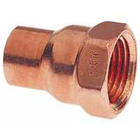 NIBCO Sweat Fitting Tee: 1 in CTS x 1 in Pipe, Cup x FNPT, Wrot Copper (MPN 9025251)