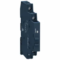 DIN-rail mounted solid state relay with SCR AC output, Form A (SPST-NO) switch configuration. Rated for 48 to 600 VAC output voltage and 6 A maximum output current without heat sink. DC input current 8 to 11 mA. Features screw clamp electrical connection and finger-safe design. Suitable for switching AC loads in industrial control panels, HVAC equipment, and process automation systems.
