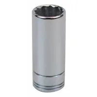 SK PROFESSIONAL TOOLS Socket: Metric, 3/8 in Drive Size, 15 mm Socket Size, 12-Point, Deep, Chrome (MPN 8435)