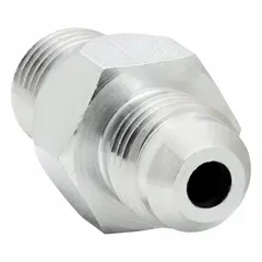 This Parker high-pressure check valve features a steel body and is designed for hydraulic systems requiring unidirectional flow control. It has a JIC 37° flare inlet and an SAE O-ring boss outlet, suitable for applications where reliable sealing and prevention of backflow are necessary.