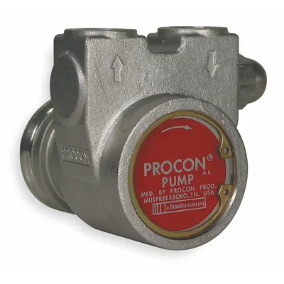 PROCON Rotary Vane Pump: Direct Drive, Stainless Steel Body, 3/8" NPT, 100 gph Max. Flow - Carbonator Mount Rotary Vane Pump Heads
