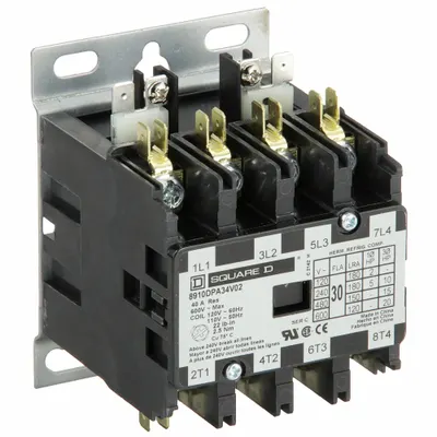 SQUARE D Definite Purpose Magnetic Contactor: 4 Poles, 120V AC, 30 A - Non-Reversing Definite Purpose Contactors