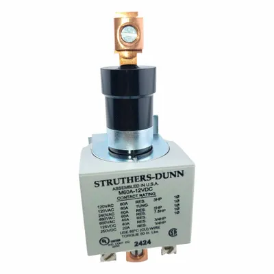STRUTHERS-DUNN Mercury Displacement Contactor: 12V DC, 60 A Full Load Current - Resistive - Mercury Displacement Contactors
