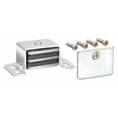 MONROE PMP Magnetic Push-to-Close Catch, Aluminum, 2 1/16 in Ht, 1 in Wd - Magnetic Push-to-Close Catches