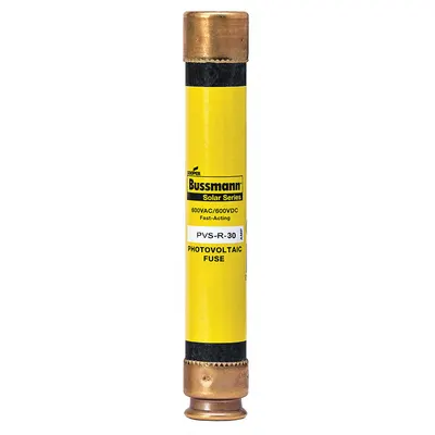 BUSSMANN PVS-R-30 Fast-Acting Cylindrical Fuse, 30 A, 600 V DC, AC/DC Compatible - Fast-Acting Cylindrical Fuses