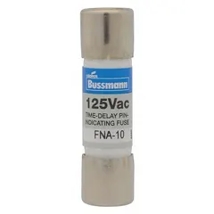 Time-delay midget fuse rated 3.2 A and 250 V AC, with 13/32 in x 1 1/2 in indicating body. Provides overcurrent protection for industrial control circuits, transformers, and solenoid valves, tolerating harmless inrush surges. Visual indication allows quick identification of a blown fuse.