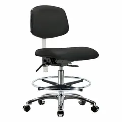 Vinyl Cleanroom Task Chair, Armless, ISO 5, Aluminum Base, Foot Support