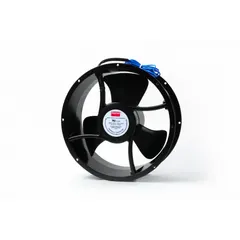 This Dayton axial fan features a 10-inch diameter, 3-1/2-inch depth, and an aluminum housing. It operates on 230V AC with lead wire termination and carries an IP33 rating. Suitable for general ventilation, cooling of electronic enclosures, and air movement in indoor commercial or industrial spaces.