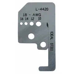 Steel replacement blade set for wire strippers. Overall length 25/32 in. Designed for use with models 10F549 and 45-091. Restores cutting performance in electrical and maintenance applications.