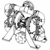 SANDPIPER Air Operated Double Diaphragm Pump: Stainless Steel Body, 4 in, Flange Connection, 297 gpm (MPN HDF4,DN1S.)
