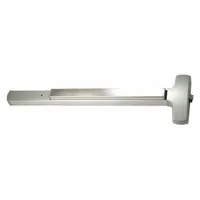 This rim-type exit device features a touchbar style for quick egress. Constructed from aluminum, it is designed for doors up to 3 ft wide. ADA compliant, it is suitable for commercial applications requiring reliable emergency exit hardware