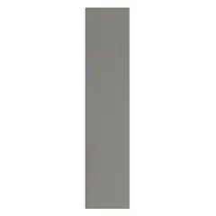 This pilaster is a structural component for commercial bathroom partitions, providing support and privacy in restroom stalls. It features a polymer inner core, measures 82 inches in height, 18 inches in width, and 1 inch in thickness, with a Charcoal color and Pebble finish.