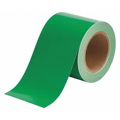 BRADY Pipe Marking Tape: Green, 4 in Wd, 90 ft Roll Lg, Vinyl, 4 in Roll Wd - Pipe Marker Solid Color Banding Tape