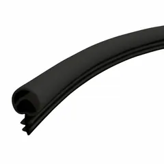 Kerf-insert door weatherstripping with vinyl flange, 81 inches in height and length, 1/2 inch wide. Designed to seal gaps around doors to block drafts, dust, and moisture. Commonly used in residential and light-commercial buildings for energy efficiency.