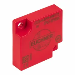 Non-contact safety switch actuator using RFID technology. Measures 1.18 in x 1.57 in. Designed for use with compatible transponder safety switches to monitor guard positions on industrial machinery.