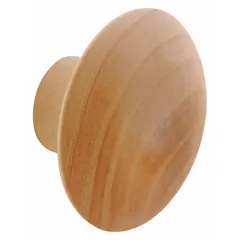This wood pull knob is designed for closet doors. It features a brown primed-for-painting finish that can be painted to match the surrounding decor. The knob has a 15/16 in projection and is suitable for residential or light commercial applications.