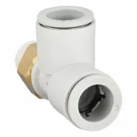 SMC Push-Fit Tee Fitting: 1/4 in Pipe x 12 mm OD x 12 mm OD Size, 52 29/32 mm Overall Lg, White (MPN KQ2Y12-02AS)
