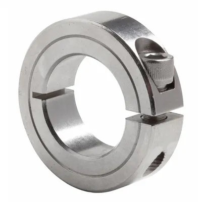 Dayton Shaft Collar: 1-Piece, Inch, Round, Clamp-On, 1 in Bore Dia, 1 3/4 in Collar Outside Dia - Stainless Steel Shaft Collars