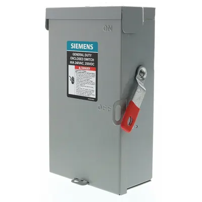 Siemens Safety Switch: Fusible, 60 A, Three Phase, 240V AC, Galvanized Steel - Fusible Safety Switches