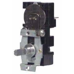 Unit-mount thermostat for electric wall and ceiling heaters. Mechanical selector dial adjusts temperature from 45° to 95°F. Rated 22A at 120-277V AC, single-pole, 208/240/277V AC. Includes mounting hardware.