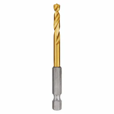 MILWAUKEE Hex Shank Drill Bit: 3/16", 135° Split Point, TiN-Coated HSS - Milwaukee Shockwave Impact Duty Drill Bits
