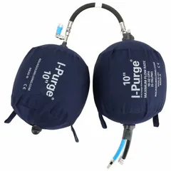 The AQUASOL ABLD-10 is an inflatable purge bladder used to isolate and purge gas or air in pipelines during welding, maintenance, or repair. It seals pipes up to 10 inches in diameter, creating a safe work zone. The bladder features a 12-inch harness length and is designed for industrial pipeline isolation and purging applications.