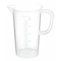 This 250 mL tall form beaker is molded from clear polypropylene and features printed graduations for volume measurement. The integrated handle facilitates safe pouring and handling during general laboratory mixing, measuring, and heating tasks