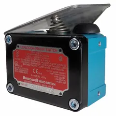 The Honeywell EX-AR50 is a non plug-in top-mount limit switch with a metallic body and plunger actuator. It features screw terminals for electrical connection and two mounting holes. This switch is used in industrial automation to detect the position of moving parts in applications such as packaging, material handling, and machine tools.