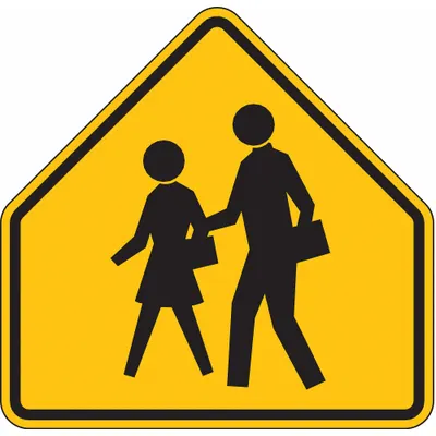 LYLE Traffic Sign: 30 in x 30 in Nominal Sign Size (W x H), Aluminum, Yellow - School Crossing Signs