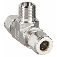 PARKER Compression Tee Fitting: 1/2 in OD x 1/2 in OD x 3/8 in Pipe Fitting Size, Stainless Steel (MPN 8MBT6N-316)