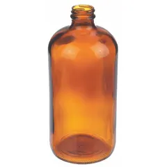 This 1 L amber narrow mouth round glass bottle is made of Type III soda lime glass with a 33-400 mm neck finish. Supplied without a closure, the amber color provides UV protection for light-sensitive contents. Commonly used for storing reagents, solvents, and samples in laboratory and research environments.