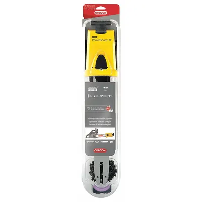 OREGON Chainsaw Sharpener Starter Kit: 16 in Compatible Bar Lg, 3/8 in, 0.5 in Gauge - Chain, Bar & Sharpener Sets
