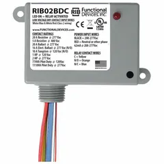 Enclosed pre-wired relay with 20 A rating and SPDT contact configuration. Features a 0.50 in NPT nipple for conduit mounting. Suitable for on/off control of motors, pumps, and other equipment in commercial and light industrial applications.