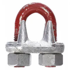 This forged steel U-Bolt clip is used to form an eye or loop at the end of a wire rope for rigging, lifting, and towing applications. It accommodates 1-inch rope diameter with a 26-inch turnback length. The silver-finished clip is fabricated from steel via forging.