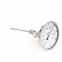 This adjustable-angle thread-mount dial thermometer measures temperature from -20°F to 120°F / -30°C to 50°C with ±1% accuracy. The 6-inch stem is suitable for direct immersion or thermowell installation in pipes or tanks. Typical applications include monitoring air or liquid temperatures in HVAC, refrigeration, and industrial processes