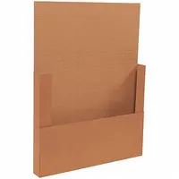 Corrugated cardboard mailer with easy-fold closure for secure shipping and storage of flat or lightweight items. Single-wall construction with ECT-32-B board test. Inside dimensions: 24 in length, 18 in width, 2 in height. Kraft color. 50-pack