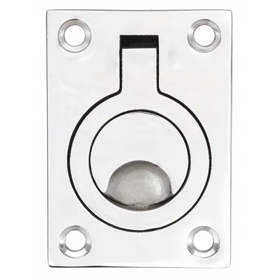 SUGATSUNE Recessed Folding Pull Handle: Unthreaded Holes, Stainless Steel, Silver