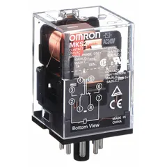 Plug-in relay with octal base and 8 round pins. DPDT contacts rated 10 A at 30 V DC resistive load. Coil voltage 240 V AC. Suitable for general-purpose switching in control panels and automation systems.