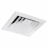 Diffuser: Ceiling/Wall, 11 in H, 11 in W, Surface Mount, 8 in Duct, Aluminum, 3-Way Louvered, White (MPN 4MJJ3)