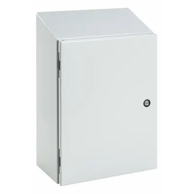 HOFFMAN Sloped Top Enclosure: Steel, 20 in x 20 in x 8 in, NEMA 12/13/4, Solid Cover - Steel Washdown Enclosures