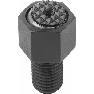 KIPP Threaded Gripper w/Serrated Pad: Steel Pad, M24, 40 mm Thread Lg, 25 mm Pad Dia - Threaded Grippers with Serrated Steel Pad