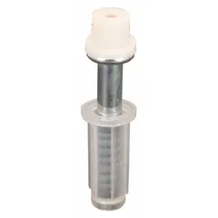 This pivot guide supports and guides the bottom of a hanging door, maintaining alignment and preventing swing. It is suited for lightweight doors in industrial or commercial settings. Measures 2 1/16 inches in length and 3 3/4 inches in width, with a maximum weight capacity of 25 lb per pack of 1 PR.