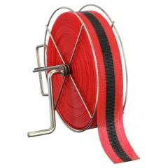 Steel Rewind Reel for Barrier & Flagging Tape, Black/Red