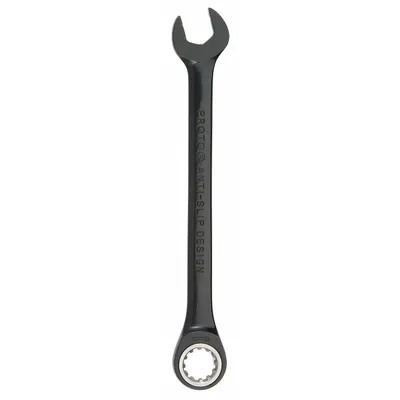 PROTO Combination Wrench: Alloy Steel, Black Chrome, 9 mm Head Size, 6 in Overall Lg - Metric Spline Ratcheting Combination Wrenches