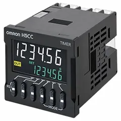 DIN-rail or surface-mounted digital timer with b-1: Flicker II delay function. Accepts input voltage of 24-240VAC/VDC and coil voltage of 12 to 48V DC. Contact ratings: 5A @ 250VAC and 5A @ 30 VDC. Suitable for industrial timing and control applications requiring precise on/off cycling.