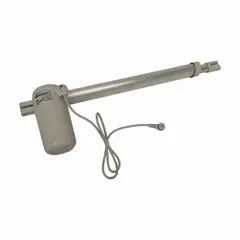 This gray plastic high/low actuator is designed for use with NOA Elite Riser healthcare beds. It enables smooth vertical adjustment of the bed frame to facilitate patient care and caregiver access. Compatible with NOA part number 1050011.