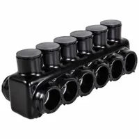 POLARIS Multitap Connector: 6 Port, Double-Sided Entry, 6 AWG – 250 kcmil Wire Size, Black (MPN IPLD250-6B)