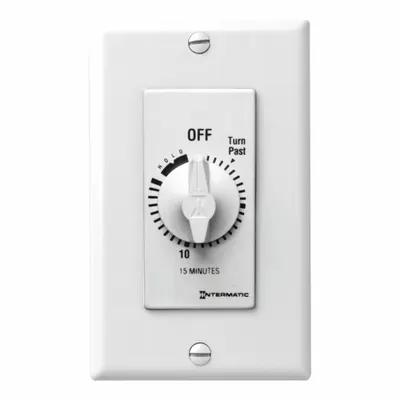 INTERMATIC Spring-Wound Timer: 15 min Max, SPST, 277V AC, No Wall Plate Included - Spring-Wound Mechanical Timers without Wall Plates