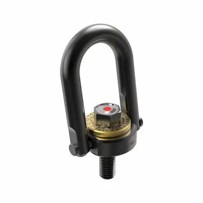 JERGENS Hoist Ring: Pivot/Swivel, w/Indicator, Black Oxide-Coated Steel, 7/8"-9 - Force-Indicating Pivot & Rotate Hoist Rings